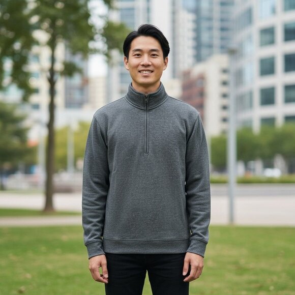 Southern Proper Grey Quarter Zip Pullover Mens Sweater Size S - Picture 1 of 10